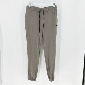 CUTS gray beige loose fit joggers pockets draw string tapered leg workout size S